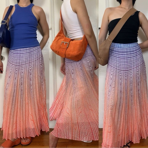 Anthropologie Geisha Designs Dawn Colorful Pleated Maxi Skirt Palm Beach Boho 6 - Picture 3 of 9